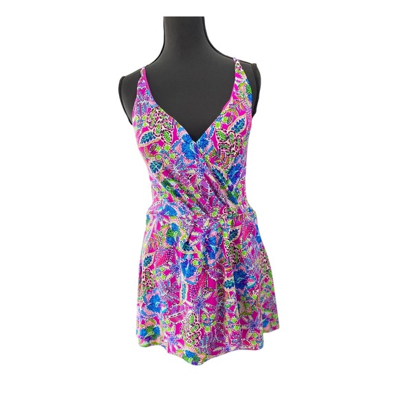 Stella Parker Collection Other - Stella‎ Parker Swimdress Womens Large Pink Floral Tropical Crossback One Piece